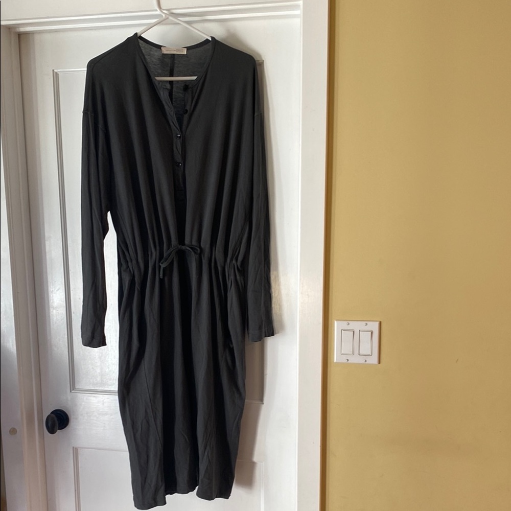 Gray Long Sleeve Button-Down Dress